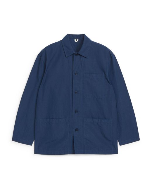 ARKET Blue Cotton Linen Overshirt for men