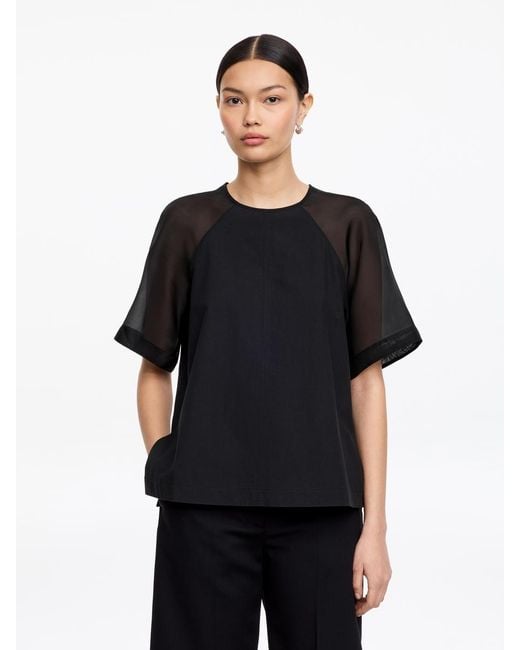 ARKET Black Cotton-Silk Top