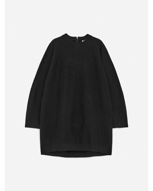 ARKET Black Boiled Wool Mini Dress
