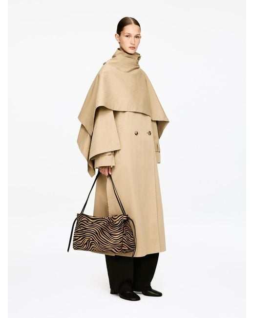 ARKET Natural Zebra-Print Leather Shoulder Bag