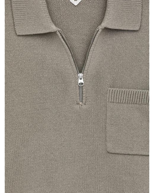 ARKET Gray Knitted Wool Zip Polo Shirt for men