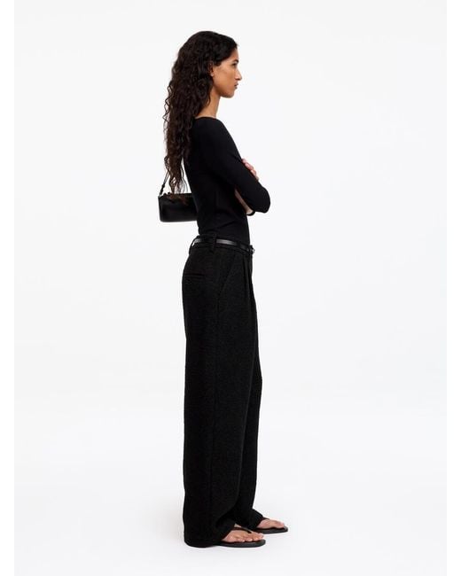 ARKET Black Bouclé Wool Blend Trousers
