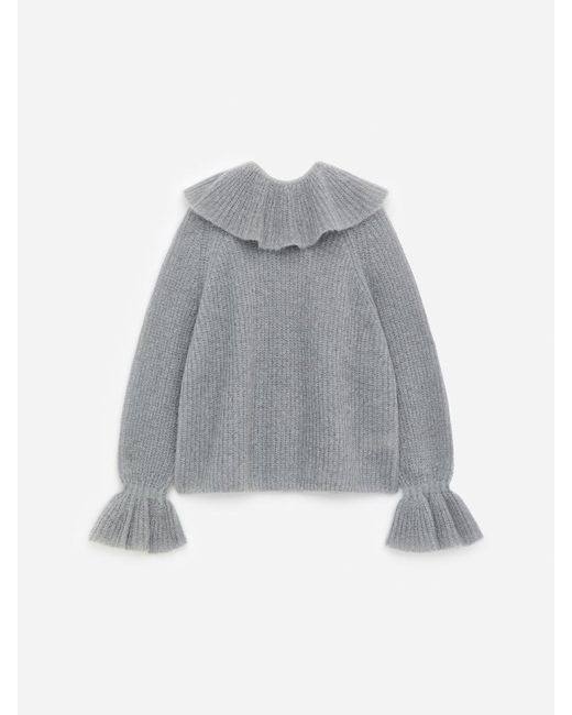 ARKET Gray Mohair-Wool Blend Ruffle Jumper