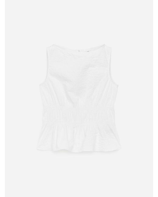 ARKET White Seersucker Smock Top