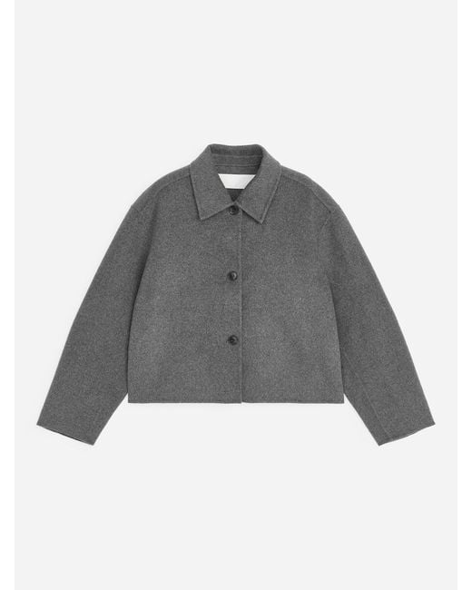ARKET Blue Doublé Wool-Blend Overshirt
