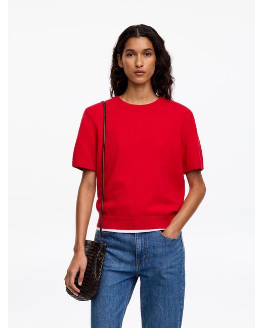 ARKET Red Short-Sleeve Wool-Cotton Jumper