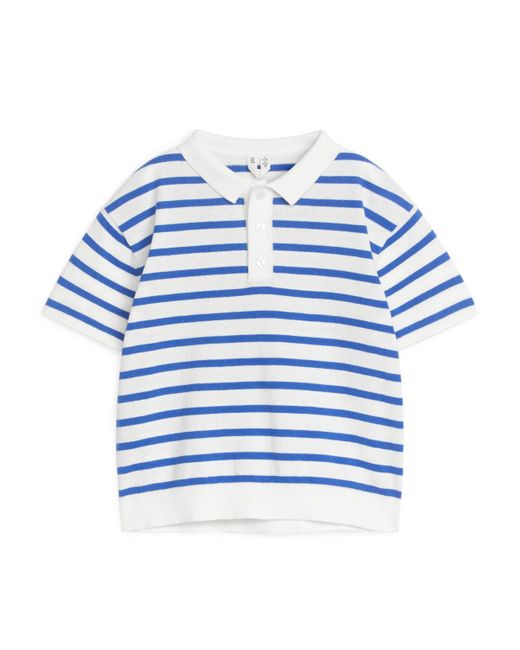 ARKET Blue Fine-knit Polo Shirt for men