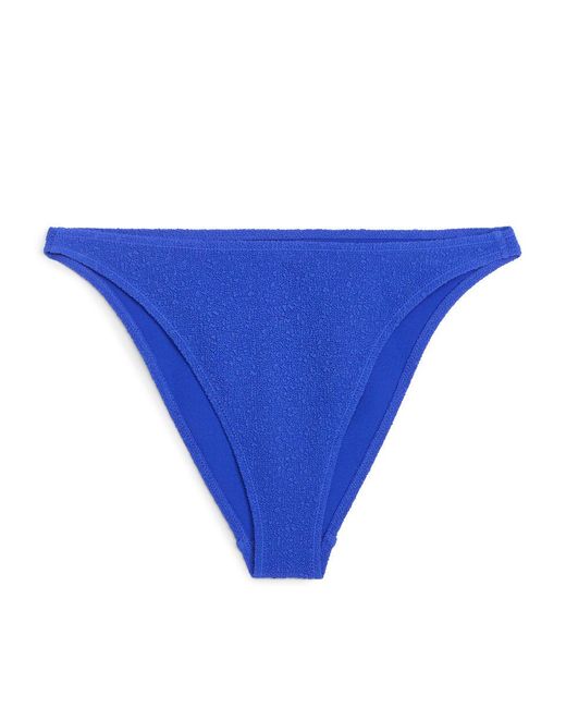 ARKET Blue Strukturierte Bikinihose Mit Hohem Bund