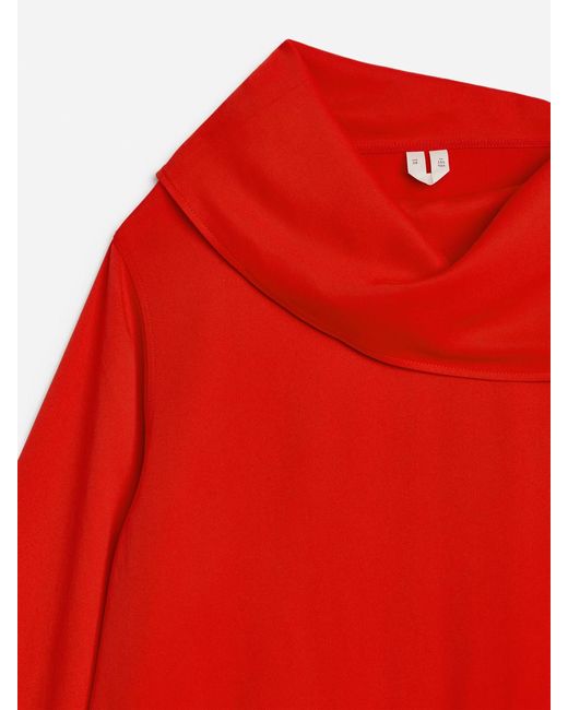 ARKET Red Fold-Collar Blouse