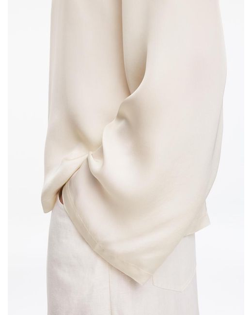 ARKET White Long-Sleeve Satin Top