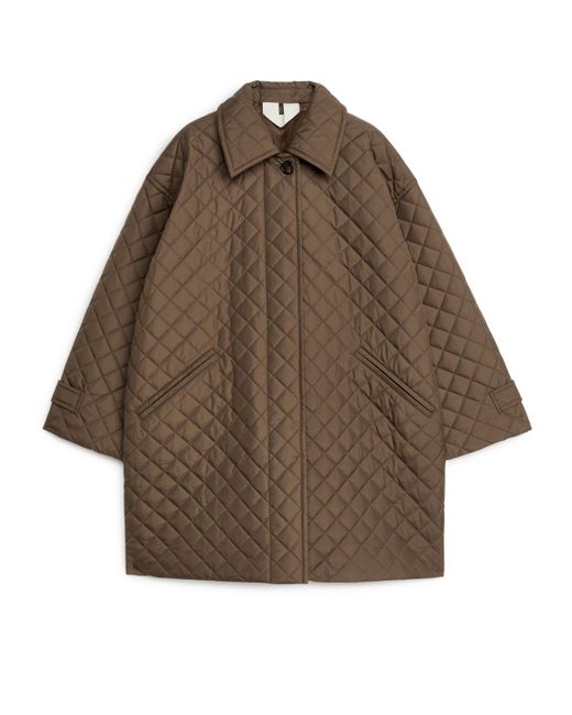 ARKET Brown Oversized Quilted Coat