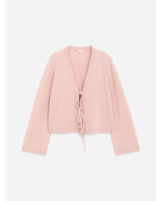 ARKET Pink Wool Tie-Front Cardigan