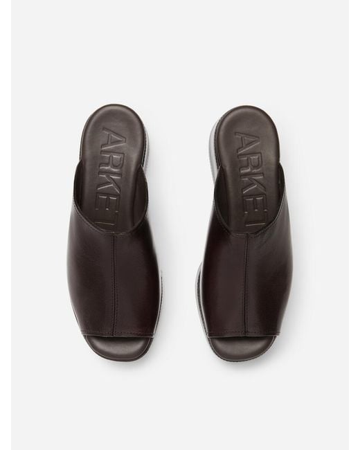 ARKET Black Leather Flatform Sandals