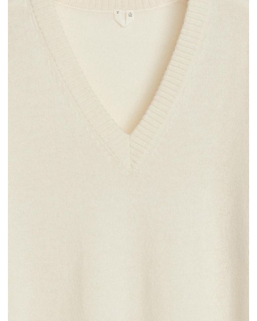 ARKET White V-Neck Wool Dress