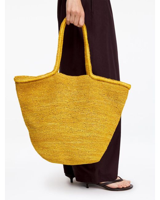 ARKET Yellow Raffia Tote Bag