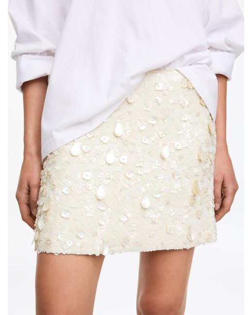 ARKET White Embellished Mini Skirt
