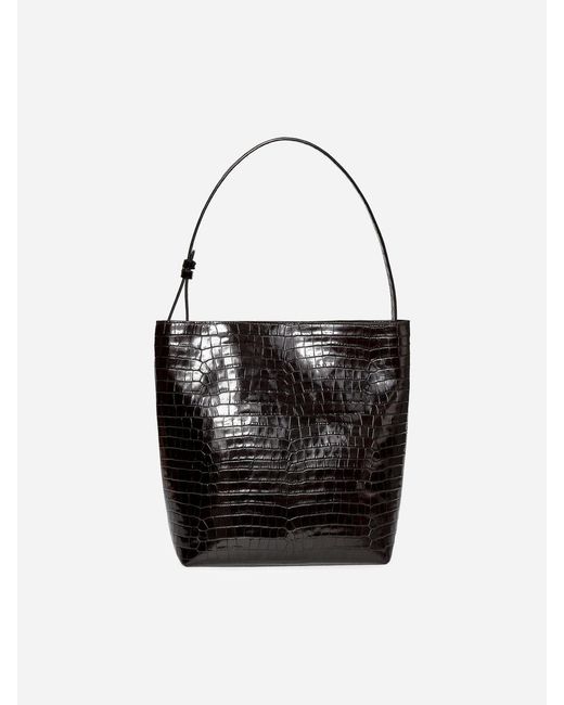 ARKET Black Croc-Effect Leather Tote