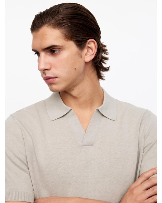 ARKET Gray Cotton Linen Polo Shirt for men