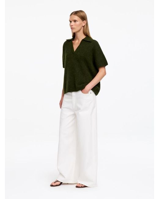 ARKET Green Knitted Polo Jumper