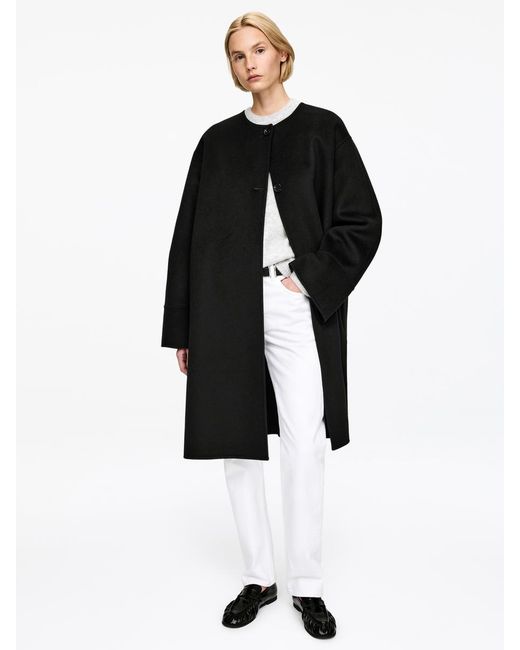ARKET Black Doublé Wool-Blend Cape Coat