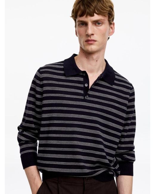 ARKET Blue Merino Polo Jumper for men
