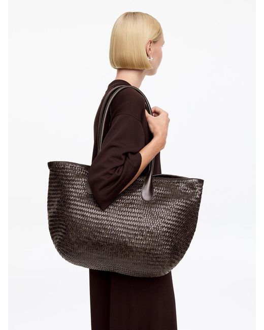 ARKET Brown Woven Leather Tote