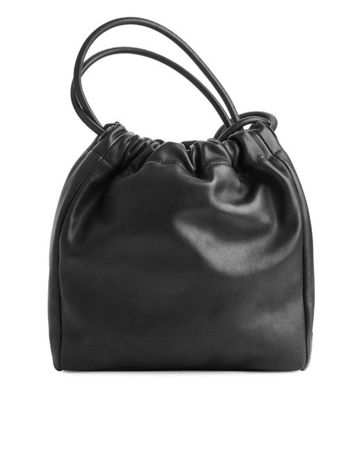ARKET Black Soft Leather Bucket Bag