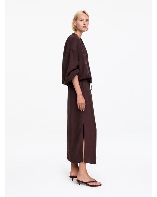 ARKET Red Linen Blend Pull-On Skirt