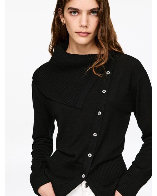 ARKET Black Twisted Wool Cardigan