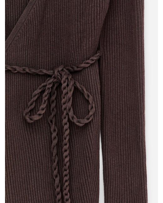 ARKET Purple Ribbed Wrap Top