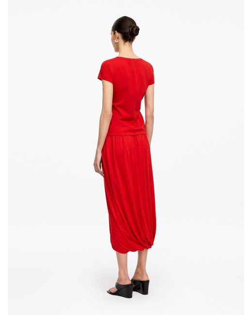 ARKET Red Draped Midi Skirt