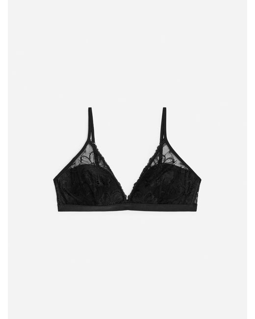 ARKET Black Padded Lace Bra