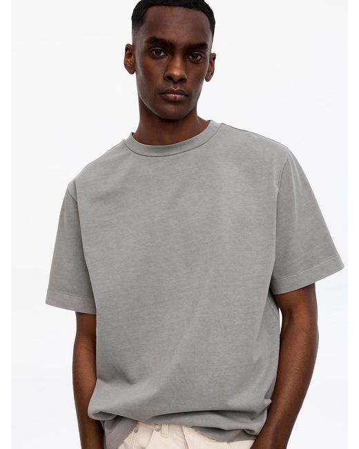 ARKET Gray Garment-Dyed Interlock T-Shirt for men