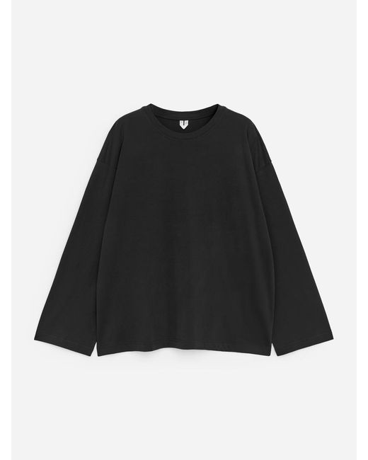 ARKET Black Relaxed Long-Sleeve T-Shirt