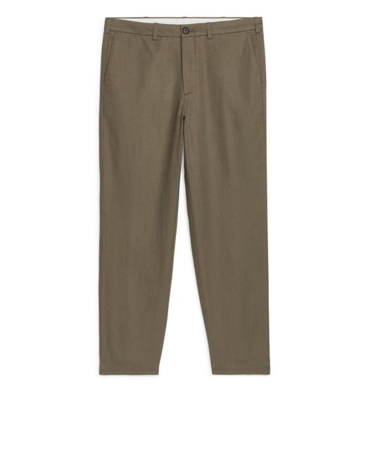 ARKET Green Regular Cropped Cotton-linen Trousers for men