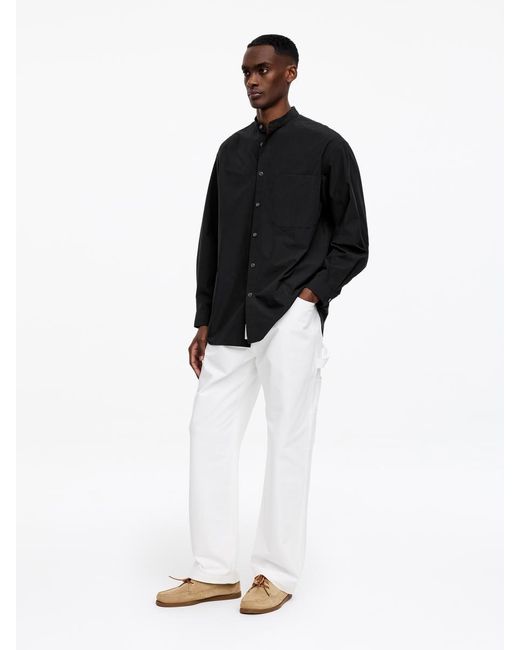 ARKET Black Band-Collar Poplin Shirt for men
