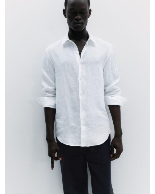 ARKET White Regular Linen Shirt for men
