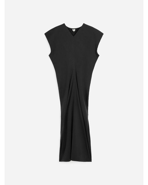 ARKET Black Draped Midi Dress