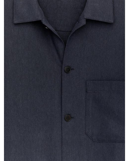 ARKET Blue Tencel Blend Canvas Overshirt for men