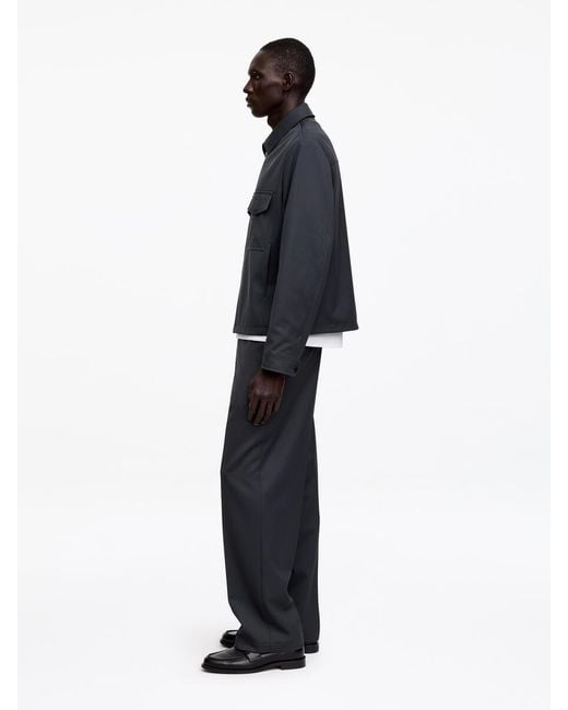 ARKET Blue Wide Wool Blend Trousers for men
