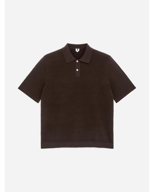 ARKET Black Knitted Cotton Polo Shirt for men