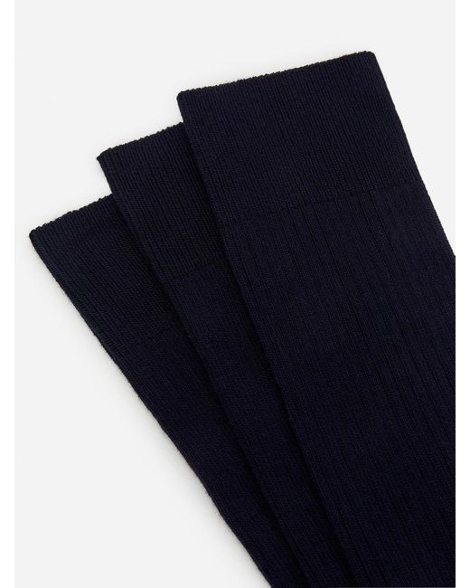 ARKET Blue Supima Cotton Rib Socks Set Of 3 Pairs for men
