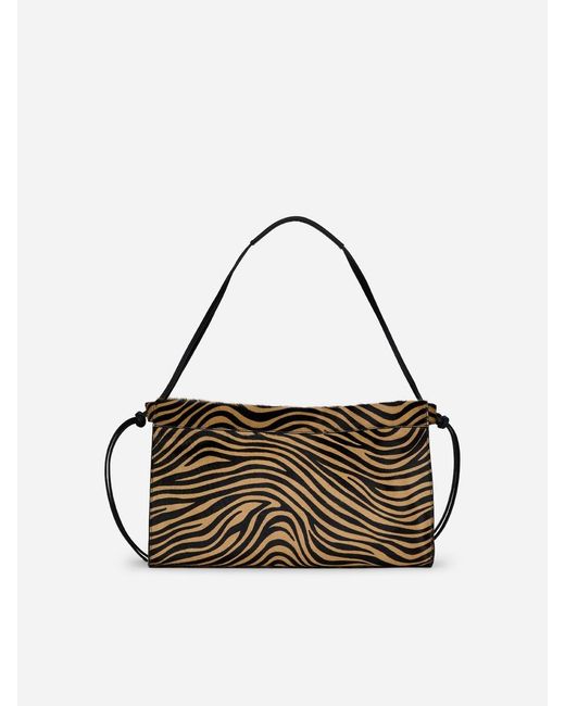 ARKET Natural Zebra-Print Leather Shoulder Bag