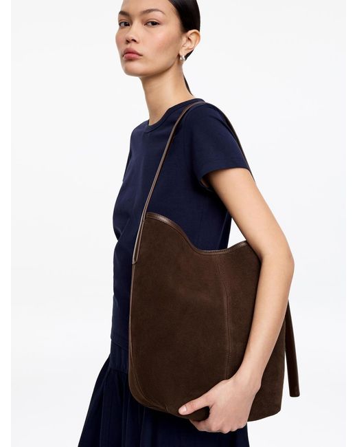 ARKET Blue Split Suede Bucket Tote