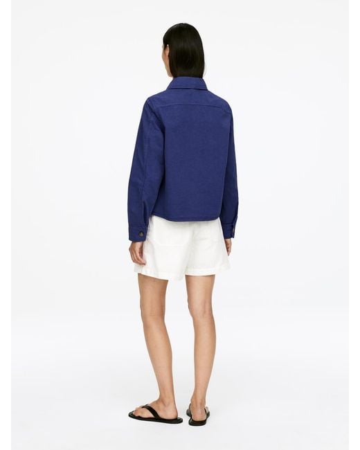 ARKET Blue Overshirt Aus Baumwolle Und Leinen