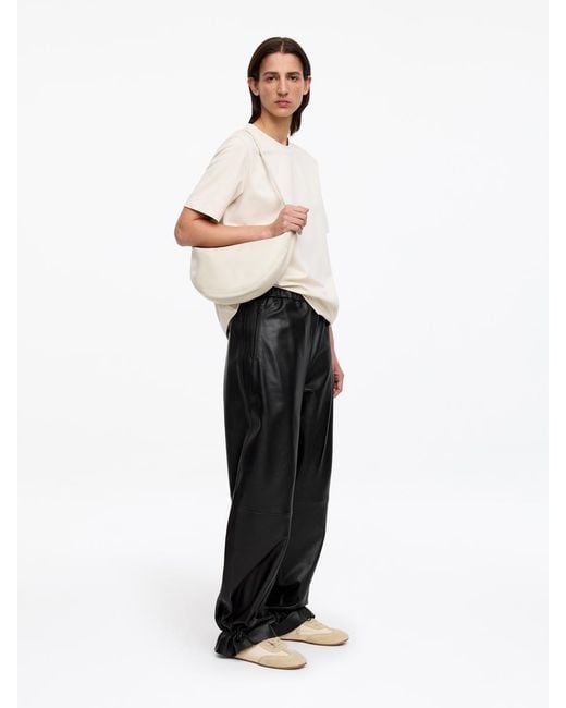 ARKET White Relaxed Leather Trousers