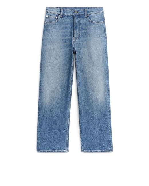 ARKET Blue Rose Cropped Straight Stretch Jeans