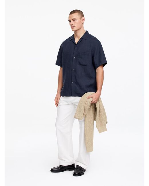 ARKET Blue Relaxed Linen Resort Shirt for men