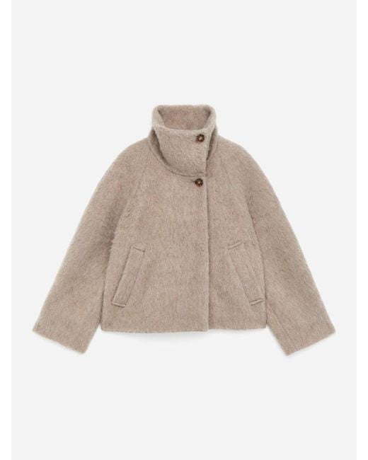 ARKET Natural Funnel-Neck Wool-Alpaca Blend Jacket
