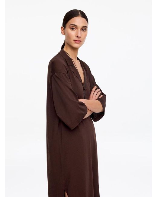 ARKET Brown Relaxed Fine-Knit Dress